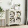 Modern Retro Sideboard Buffet Storage Cabinet With Adjustable Shelves And Tempered Glass Doors - Cream Color - Image 9