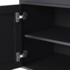 Farmhouse TV Stand With Solid Wood Gourd Shaped Legs For TVs Up To 70", Entertainment Center With Bookshelves & Tempered Glass Doors, Media Console With Adjustable Shelves, Living Room - Black / Natural - Image 19