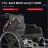 Heavy Duty Manual Wheelchair With Double X Force Support 24" Non Inflatable Tires Foldable Transport Wheelchair With Quick Release Wheels 350Lbs Capacity - Black / Silver - Image 3