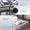 Modern Small Space Patio Furniture 7 Piece Outdoor Set With Waterproof Cushions - Blue / Gray - Image 5