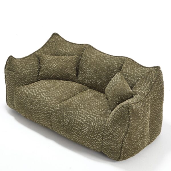 Comfortable Dual Beanbag Chair With High Resilience Foam Core For 2 People In - Olive Green