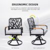 5 Pieces Outdoor Patio Furniture Set, 4 Swivel Rockers Sunbrella Fabric Cushioned, Rectangular Table With Umbrella Hole - Bourbon Brown - Image 9