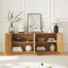 Contemporary Wave Pattern Sideboard Storage Cabinet TV Stand - Natural - Image 5