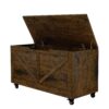 Rustic Wooden Storage Chest With Wheels And Safety Hinge, 300 Lb Capacity - Rustic Brown - Image 10