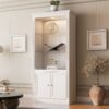 Retro Style Display Bookcase With Adjustable LED Ceiling Light And Tempered Glass Shelves - White - Image 2