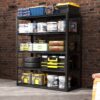 Industrial Metal 5 Tier Storage Shelves, Adjustable Heavy Duty Garage Shelving Unit - Brushed Nickel - Image 5