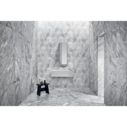 Hexagon Carrara Stone Marble Tile Ol Textured 3D Fluted (Set of 12) - Natural / Gray
