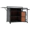 Outdoor Kitchen Island With Storage, Cooking Station, Grill Cart, Foldable Tabletop, And Bottle Opener - Dark Brown - Image 15