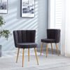 Modern Dining Chair (Set of 2) With Iron Tube Wood Color Legs, Shorthair Cushions And Comfortable Backrest, Suitable For Dining Room, Living Room, Cafe, Simple Structure - Gray - Image 5