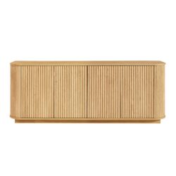 Contemporary Wave Pattern Sideboard Storage Cabinet TV Stand - Natural