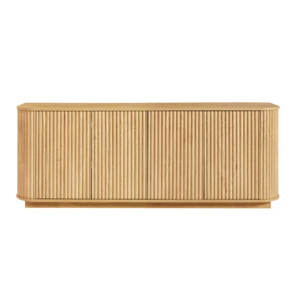 Contemporary Wave Pattern Sideboard Storage Cabinet TV Stand - Natural