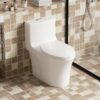 Elegant One Piece Toilet With Tornado Dual Flush, Siphonic S Trap 12", Soft Close Seat, Dual Flush, Ada Height, Glossy - Gloss White - Image 2