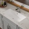 28 X 14" Modern European Inspired Ceramic Rectangular Undermount Bathroom Sink With Overflow In - White - Image 5