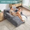 Chenille Interior Lazy Sofa Chaise Longue Armchair With 3 Pillows And Armrests - Gray - Image 5