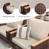 High Footed Rattan Terrace Furniture Set With Cushions, 5 Pieces, 7 Seats, Cotton And Rattan - White - Image 6
