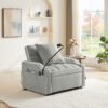 3 In 1 Convertible Sleeper Chair Sofa Bed, Adjustable Pull Out With Multi Pockets Velvet - Gray - Image 2