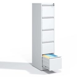 Steelcraft Pro 5 Drawer Metal Vertical File Cabinet With Lock In For A4 Legal / Letter Size - Brushed Nickel