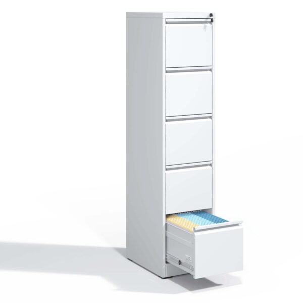 Steelcraft Pro 5 Drawer Metal Vertical File Cabinet With Lock In For A4 Legal / Letter Size - Brushed Nickel