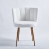 Modern Dining Chair (Set of 2) With Iron Tube Wood Color Legs, Shorthair Cushions And Comfortable Backrest, Suitable For Dining Room, Living Room, Cafe, Simple Structure - White - Image 14