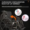 Lightweight Foldable Nursing Wheelchair For Adults Double X Force Support, 300Lbs Capacity, Breathable Cushion & Anti Backflip Design With Tires, Adjustable Seat Belt, Quick Release Wheels - Gray - Image 6