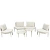 6 Piece Patio Sofa Furniture Set, Half Moon Outdoor Sectional Sofa With 2 High Low Coffee Tables, 4 Pillows & Cushions - Beige - Image 10