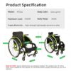 Premium Lightweight Foldable Sport Wheelchair All Body Sturdy & Comfortable 250Lbs Capacity Easy Folding 24" Sports Tires Perfect For Outdoor - Black / Green - Image 2