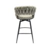 28" Bar Chair Linen Woven Bar Stool (Set of 2) Upholstered With Legs, 360 Swivel, Counter Arm Chairs With Back Footrest - Gray - Image 10