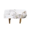 63" Artificial Stone Pandora White Curved Golden Metal Leg Dining Table, 6 People - Antique White / Gold - Image 4