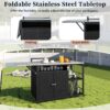 Outdoor Kitchen Island With Storage, Cooking Station, Grill Cart, Foldable Tabletop, And Bottle Opener - Dark Brown - Image 4