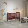 Crib 3 In 1 Convertible, Made Of Sustainable Pinewood, Non Toxic Finish, Comes With Locking Wheels, Wooden Nursery Furniture - Cherry - Image 2