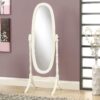 Standing Floor Mirror Full Length Oval Dressing For Bedroom - White - Image 3