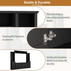 Minimalist - Entertainment Wall Unit Set With Bridge For TVs Up To 75", Ample Storage Space TV Stand With Adjustable Shelves - Black
