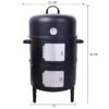 Heavy Duty Round Bbq Grill 17" Steel Charcoal Smoker For Outdoor Cooking - Black - Image 3