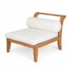 6 Piece Patio Sofa Set, Acacia Wood Outdoor Modular Sectional Garden Furniture Set L Shaped Conversation Set, Convertible Daybed With Tea Table, Ottoman, 5 Cushions And Pillows - Teak / Beige - Image 16