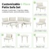 6 Piece Patio Sofa Furniture Set, Half Moon Outdoor Sectional Sofa With 2 High Low Coffee Tables, 4 Pillows & Cushions - Beige - Image 6