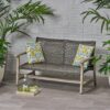 Hampton - Outdoor Wood And Wicker Loveseat - Gray - Image 4