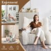 Bean Bag Chair For Adults, Lazy Floor Sofa Couch Memory Foam Bean Bag Sofas Chenille Fabric Reading Chair Comfortable Corner Lounge Sofa For Living Room - White - Image 5