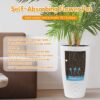 Faux Rattan Tall Planters Set With Water Level Monitor And Automatic Watering, Polypropylene - Black / Gray - Image 4