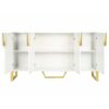 Modern Sideboard With Four Doors, Metal Handles & Legs And Adjustable Shelves Kitchen Cabinet - White - Image 8