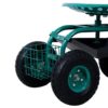 Rolling Garden Scooter Cart Seat With Wheels, 360 Swivel, Tool Tray, Steel Frame - Green - Image 9