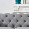 Chesterfield Velvet Upholstery Fabric Sofa With Roll Armrest & Nailhead, 3 And 2 Seater - Gray - Image 15