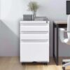 Mobile 3 Drawer File Cabinet With Lock, Metal Organizer For Home Office - Black - Image 2