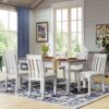 7 Piece Dining Table Set Retro Style With Extendable Table And 6 Upholstered Chairs - Brown / White - Image 3