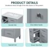Bathroom Vanity With Ceramic Sink, Flip Out Drawer Design For Plumbing, Soft Close Drawers Painted Cabinet With Solid Wood Legs - Gray - Image 8