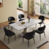 Modern Rectangular Dining Table With Stainless Steel Titanium Hourglass Base, Sintered Stone Top - Black White - Image 7