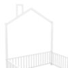 Full Size Metal House Platform Bed With Guardrail And Chimney - White - Image 6