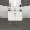 Modern Ceramic Rectangular Wall Mount Bathroom Sink With Single Faucet Hole - White - Image 4