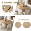 Farmhouse 5 Piece Dining Set With Extendable Round Table And Upholstered Chairs - Natural Wood Wash - Image 4