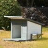Modern Design Outdoor Dog House With Food Bowl And Wheels Pine - Gray / White - Image 6