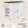 Rustic Movable Kitchen Island On Wheels With Storage & Power Outlet - White - Image 6